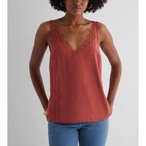 Express Womens Satin Lace Strap V-Neck Downtown Cami Desert Rose Size XS NWT $44